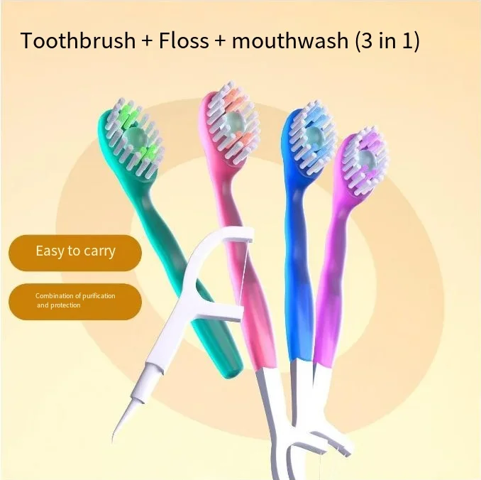 RTS Convenient Mini-Line Cleaning Brushes Disposable Mini-Bang Combination Toothbrush Business Travel Made of Durable Silicone