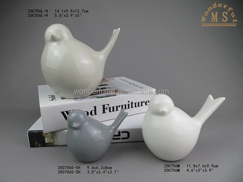 White sculpture ceramic bird figurine animal ornament crafts desktop statue porcelain figurine gifts home decoration