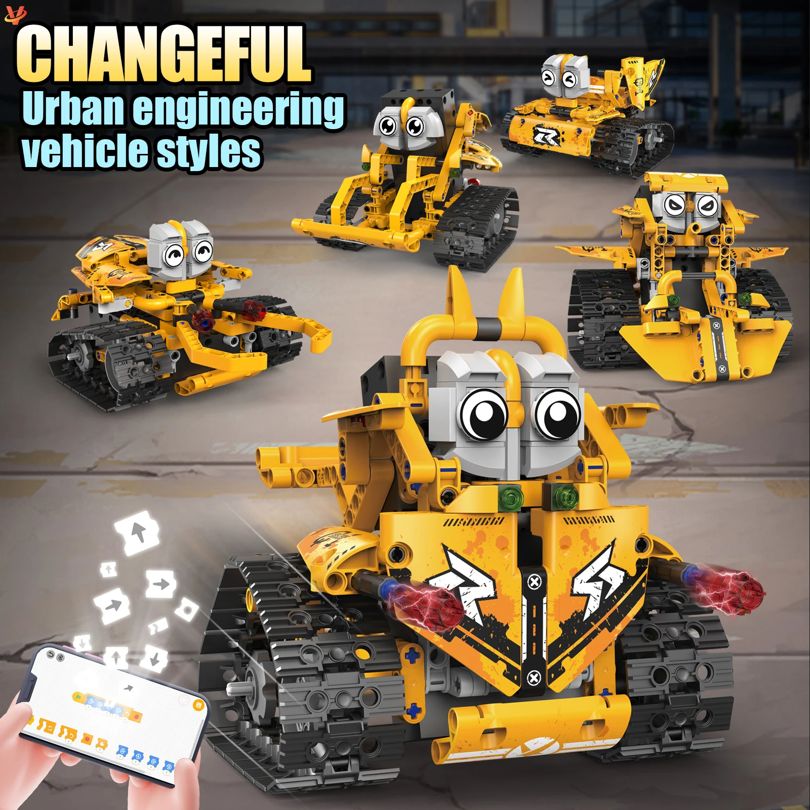 2024 New Arrival 5 in 1 Robot Building Kit RC App Control Programming Robot STEM Project Blocks Set for 8-16 Year Old Kids