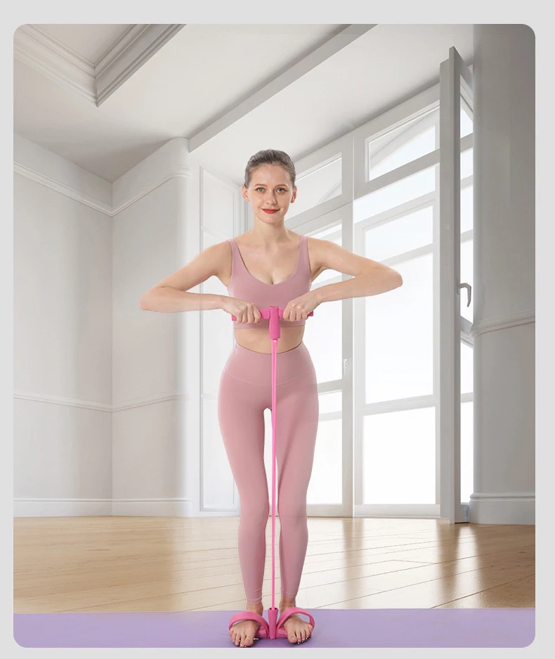 6 Tubes High Quality Fitness Elastic Foot Pedal Resistance Bands Sit up Pull Rope Foot Pedal
