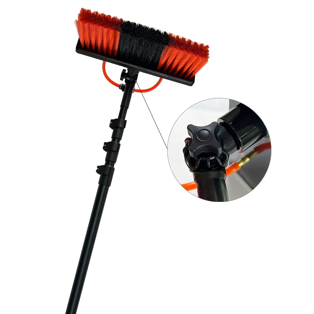 Qiyun 4.4m Solar Panel Window Cleaning Washing With Soap Dispenser Aluminum Water Fed Pole Brush With Telescopic Pole
