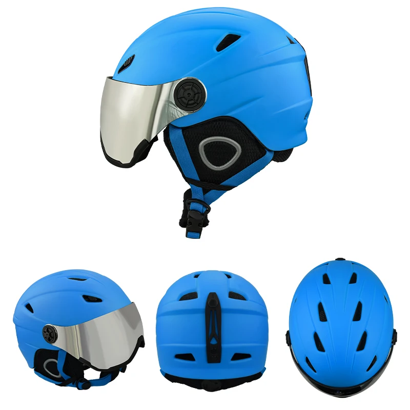 Ce En1077 Certified Factory Customized Pc Shell Ski Helmet With Goggles