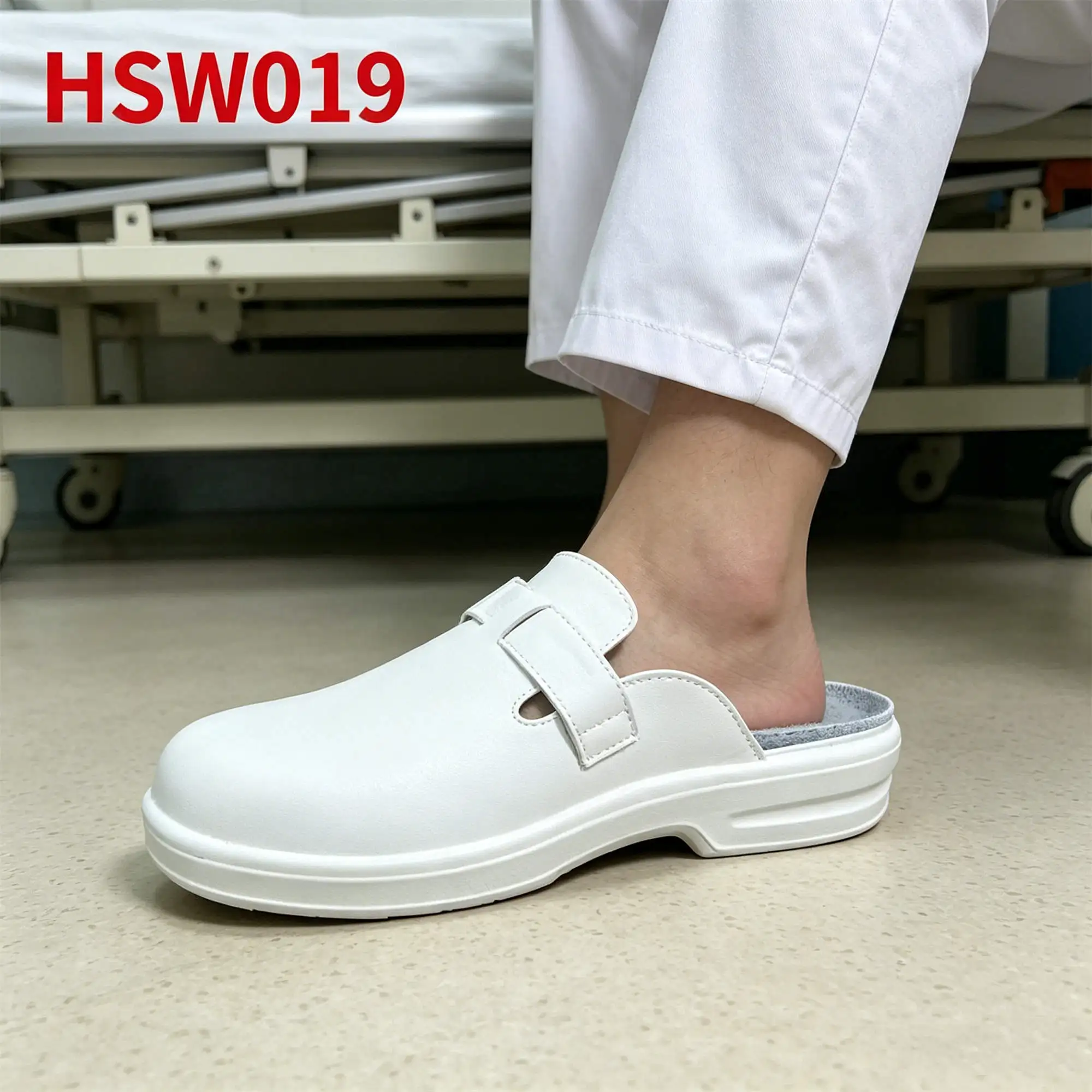 ZYF,Research Facility Easy Wear Germ Proof White/black Safety Slippers Hygienic Working Area Static Elimination Work ClogsHSW019