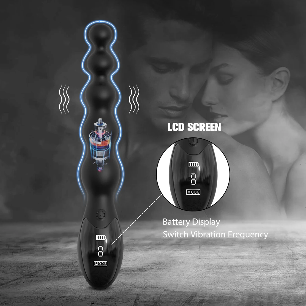 Vibrating Anal Beads Butt Plug LCD Screen Anal Vibrators Stimulation Massager Anal Plug Adult Sex Toy
