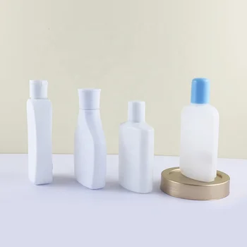 Custom 100ml Flip Top Recyclable HDPE PCR Lotion Bottles 150ml Square Oval Flat Squeeze Bottle Screw Cap for Shampoo Sunblock