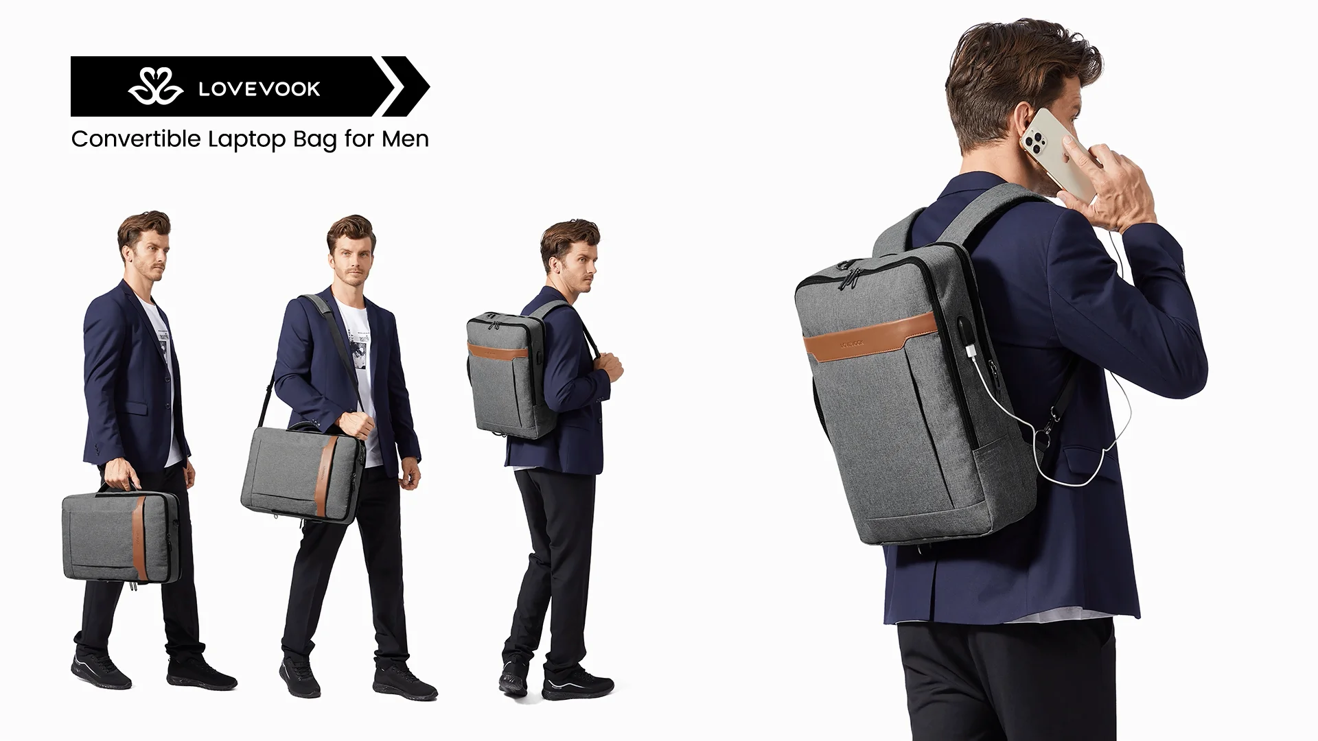 Lovevook 2023 New Convertible Laptop Backpack Bag 15.6in Shoulder