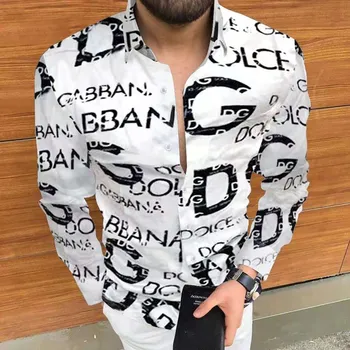 2021 new cross-border men's European size print Hawaiian autumn floral long-sleeved shirt cardigan for men