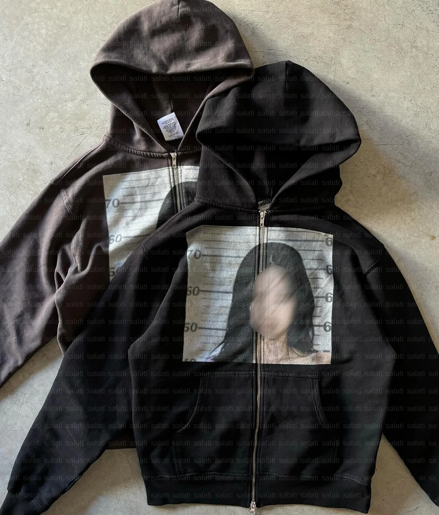 Hoodie Manufacturer Streetwear Stringless 400 GSM Heavy Cotton French Terry Vintage Acid Wash Oversized Zip up Hoodie Unisex gallery 8