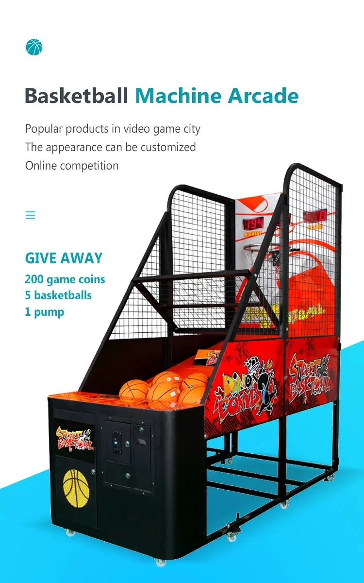 Coin Operated Foldable Street Basketball Arcade Game Machine Basketball