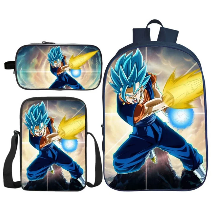 3pcs/Set Dragon Ball Z Backpack Anime Cartoon Super Saiyan Goku