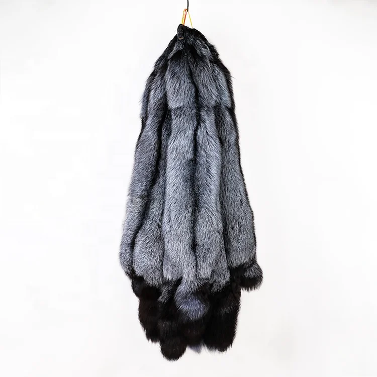 High Quality  Custom 0.35kg Silver Fox 100% Animal Fur Skin For Home Textile fur coat big fox fur colla