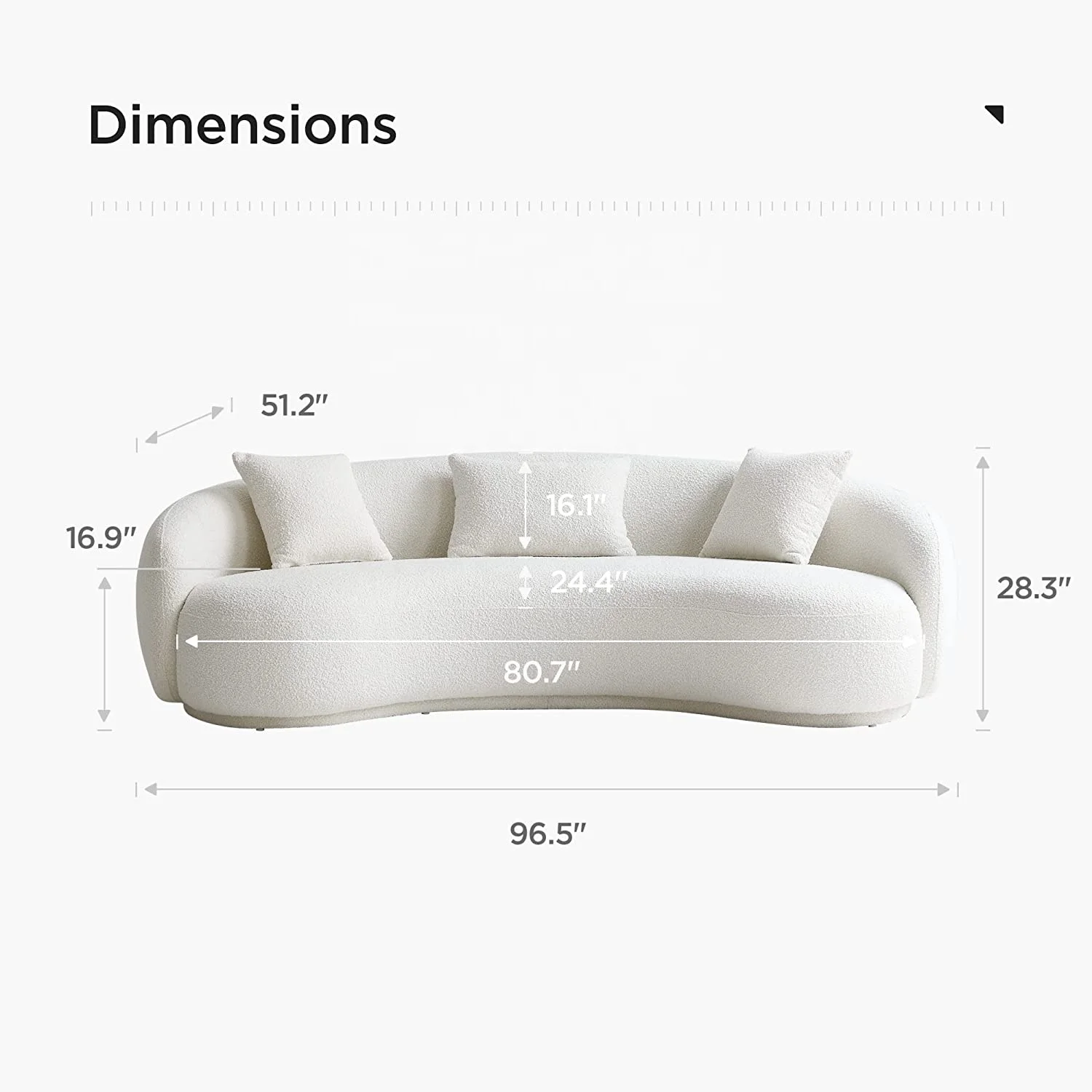 Custom Made 2 3 Dudukan Beige Cream Ivory Putih Set Sofa Bulat Berbahan Boucle untuk Ruang Tamu