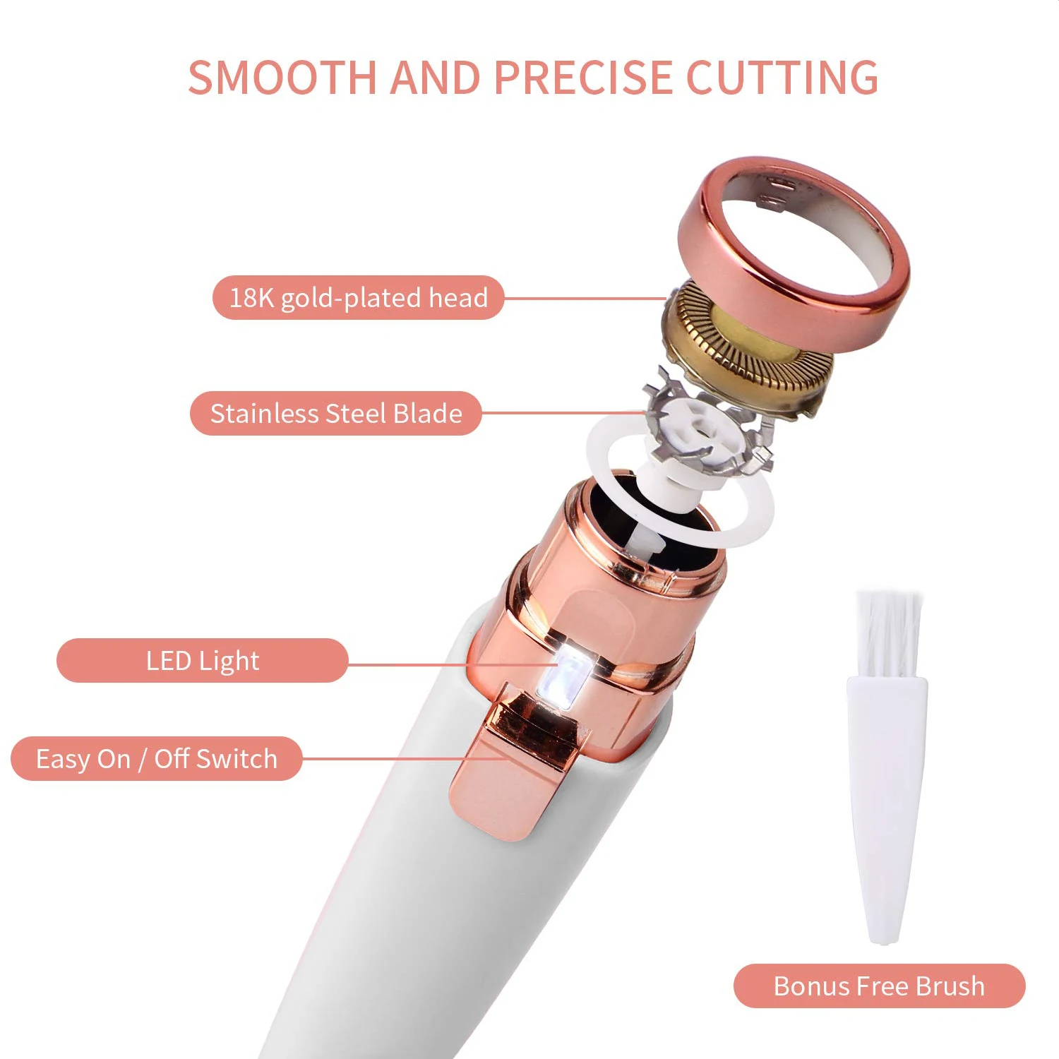 Портативный Перезаряжаемый металлический триммер с двойной головкой, Электрический мини-триммер для бровей, регулируемое средство для удаления волос, Женская бритва для бровей