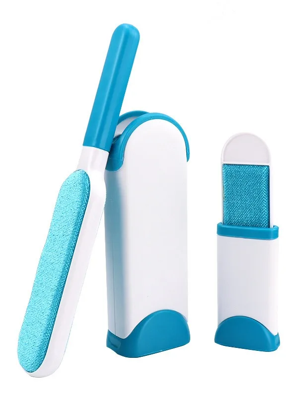 Pet Hair Remover Lint Brush With Selfcleaning Base,Improved Handle,Doublesided Fur Brush For