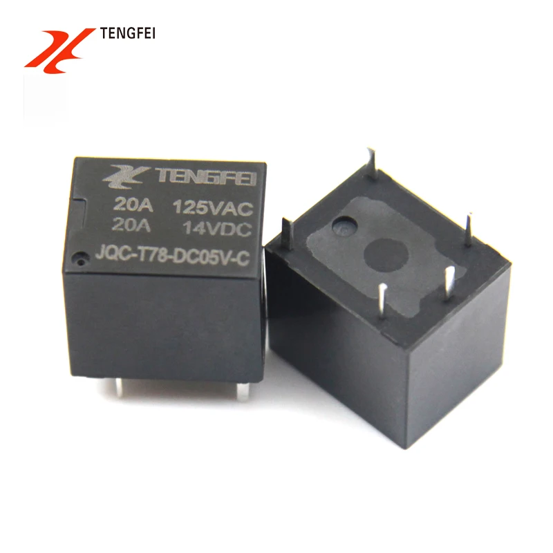 20 Pcs JQC-T78-DC12V-C DC 12V Bobine 5P PCB Relais électromagnétique Noir 