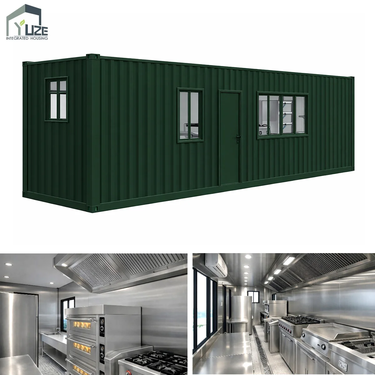 Durable Steel Structure Prefabricated 40FT Modular Shipping Commercial Fast Food Container Kitchen with Kitchen Equipment