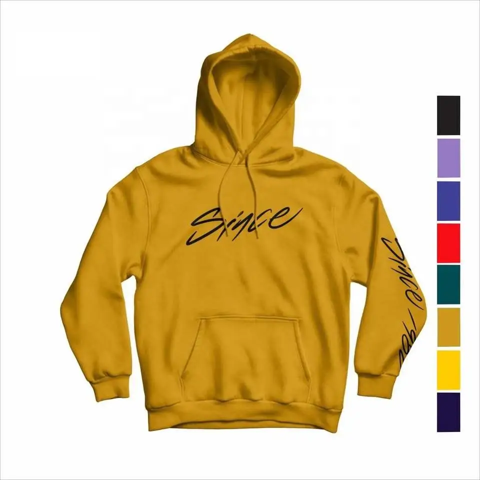 Custom Hoodies Black Embroidered With Grey Logo Screen Printing Men's