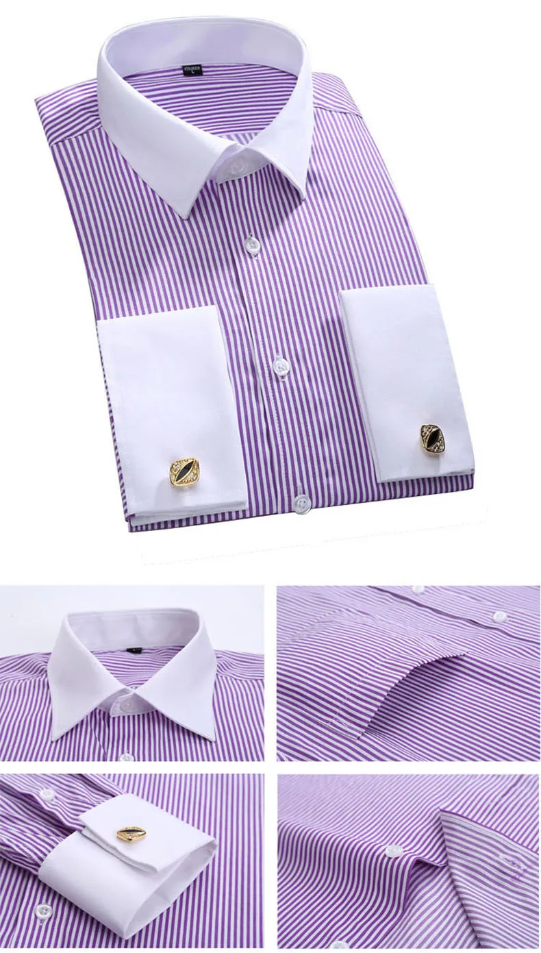 Business-Büro-Cardigan, Jacquard-Revers, Streifen, Twill-gewebte Langarm-Kleiderhemden für Herren mit Knöpfen651_voghion.com