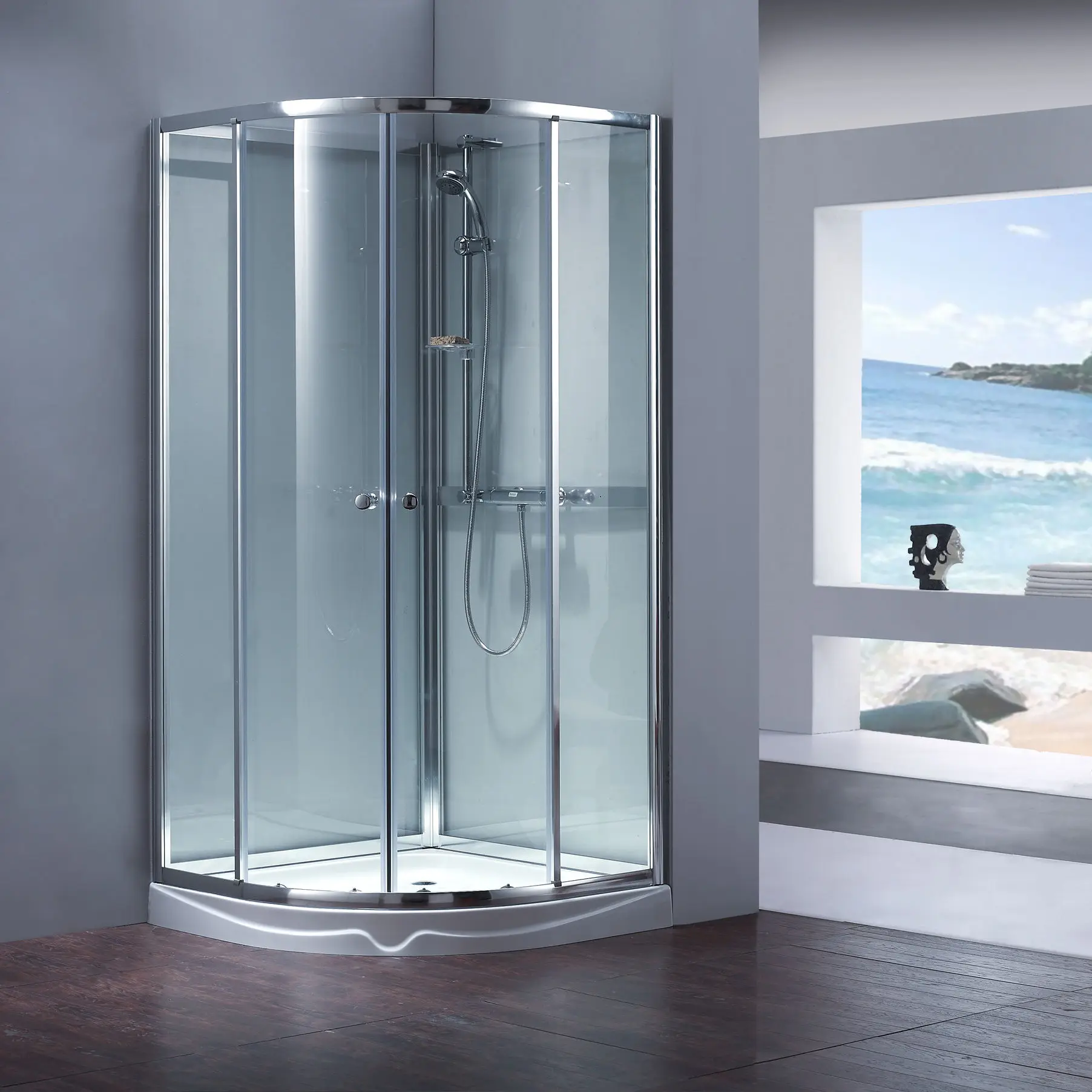 Complete Quadrant Glass Shower Cubicle Enclosure Self Contained Bathroom Shower Room Cabin With Tray