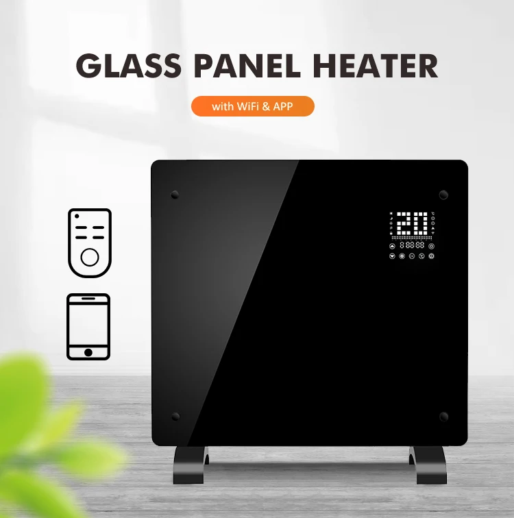2000w Electric Convection Heater Glass Frame Panel Heater Wall Mounted