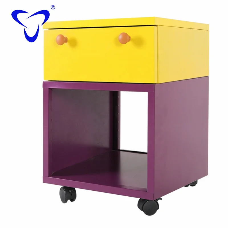 Assemble Round Edge Steel Storage Cabinets 3 Drawer Vertical Metal Mobile Pedestal Factory Wholesale