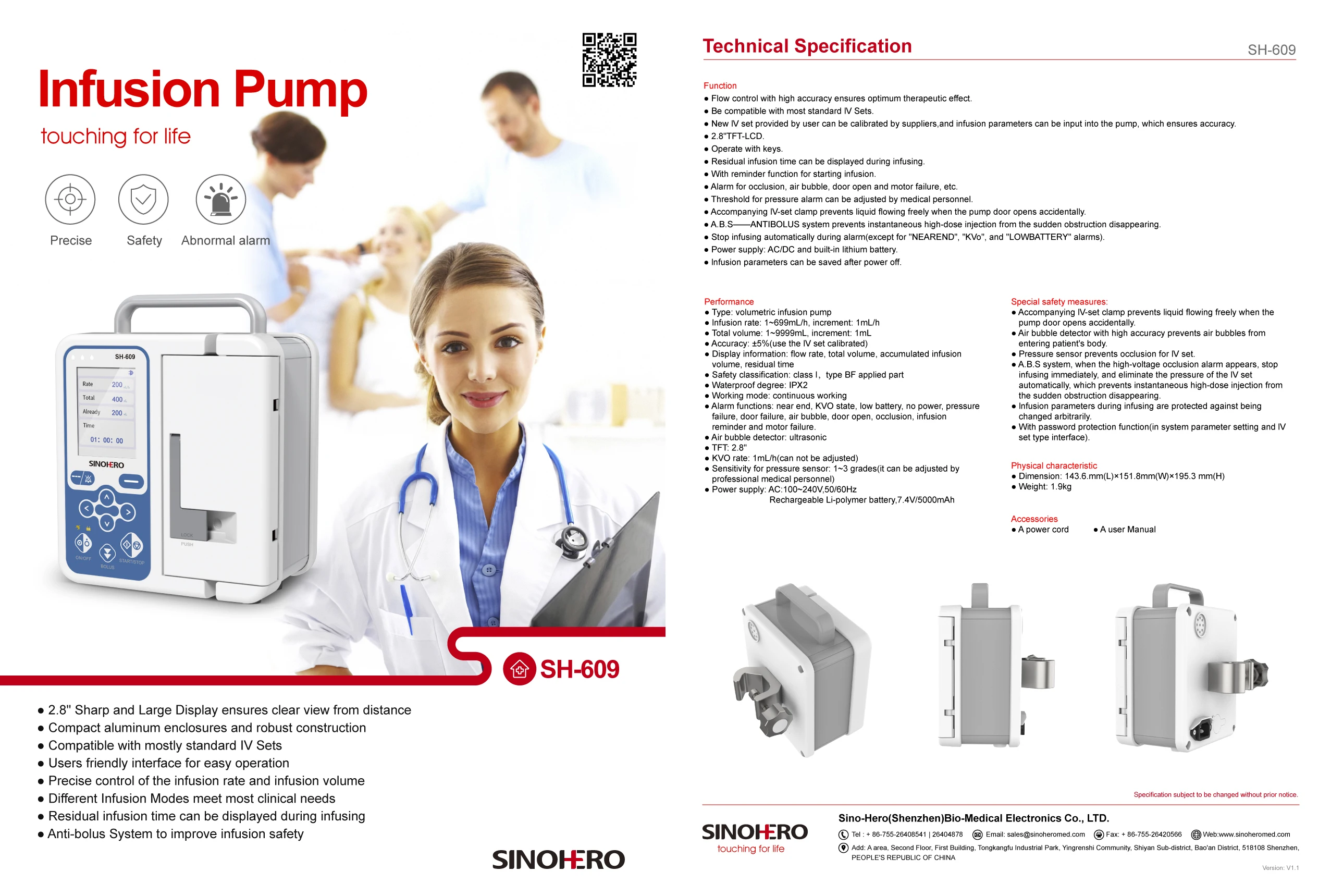 Automatic in Hospital ICU CCU Medical Equipment Automatic Electronic Portable Infusion Pump with CE