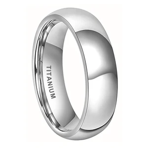 Coolstyle Jewelry Domed Polished Shiny 6mm Wholesale Titanium Ring for Men Women Fashion Engagement Wedding Band Comfort Fit