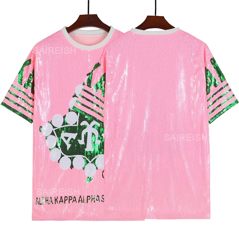 pink and green sequin jersey dress Goalz Sequin Tunic Dress - Pink/Green