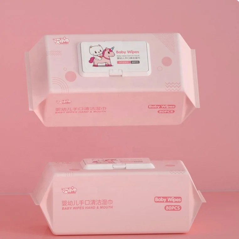 Werkspreis mit Logo umweltfreundlich 80 Stück Baby-Feuchttücher weich nicht reizend Hautreinigungstücher für Säuglinge am ganzen Körper