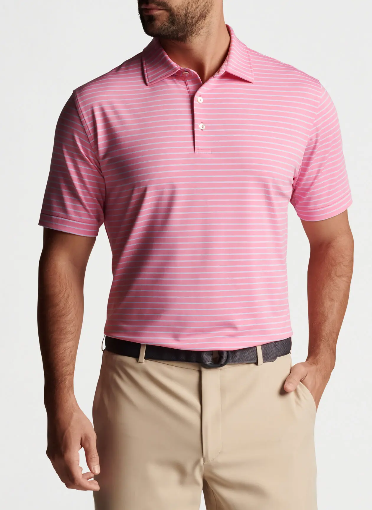 Custom 92 Polyester 8 Spandex Polo Shirts Men's Striped Pattern Logo Men's Short Sports Tshirt