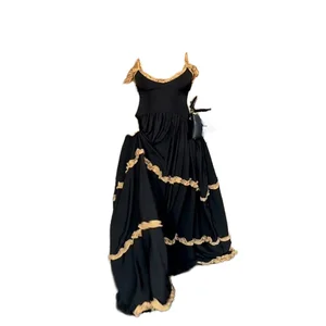 Customize NEW Plus Size Women Translucent Solid Print Ruffle Trim Summer Maxi Dress Floor Length Clothing