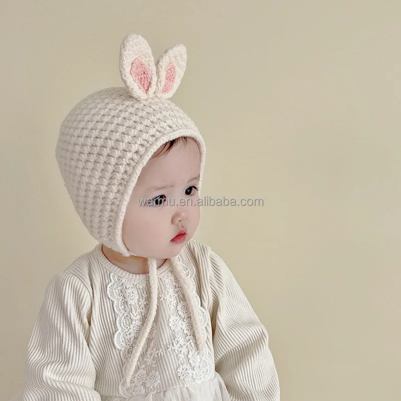 钩针小兔兔帽子新生儿宝宝兔耳帽子钩针编织耳帽 Buy 新生婴儿童装小兔兔耳朵帽子 钩针编织小兔子帽子 钩针针织耳罩帽子