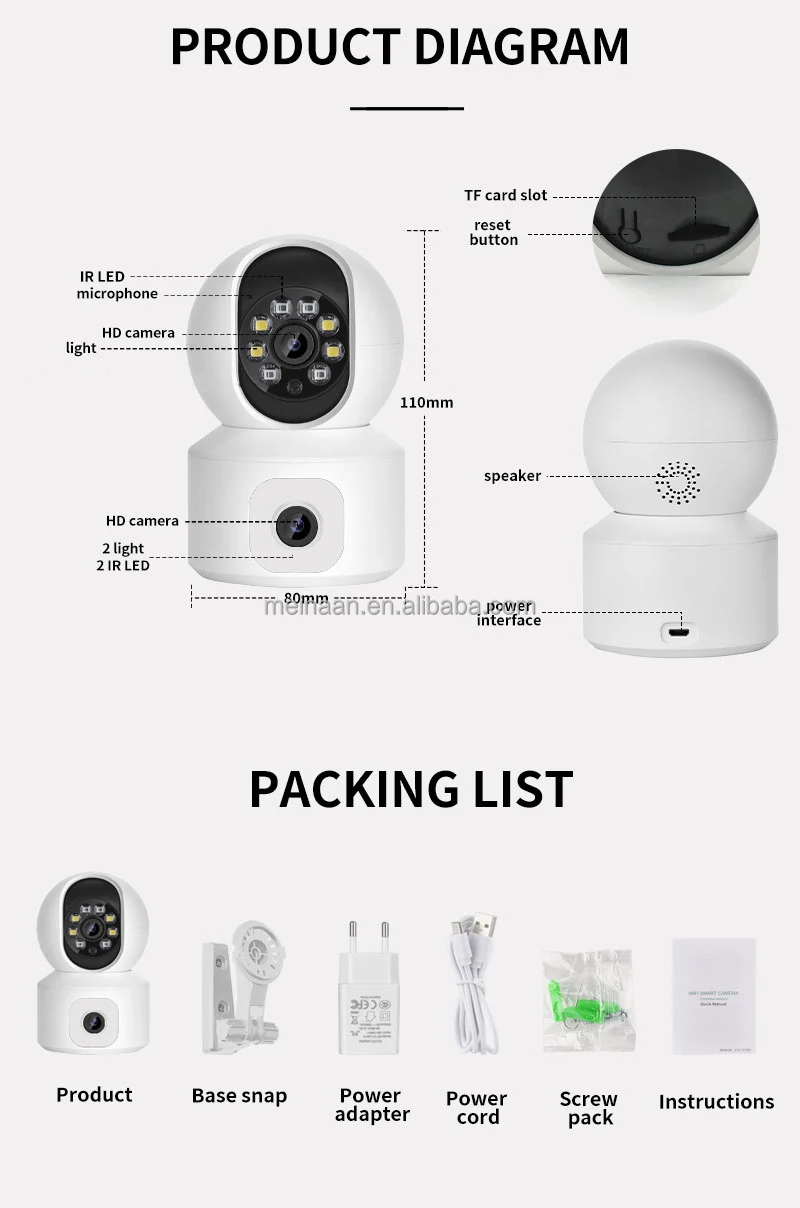 2K HD Wireless Video Indoor PTZ WiFi Security IP Camera 4MP Dual Lens 360 ICSee APP Home Smart WiFi CCTV Camera