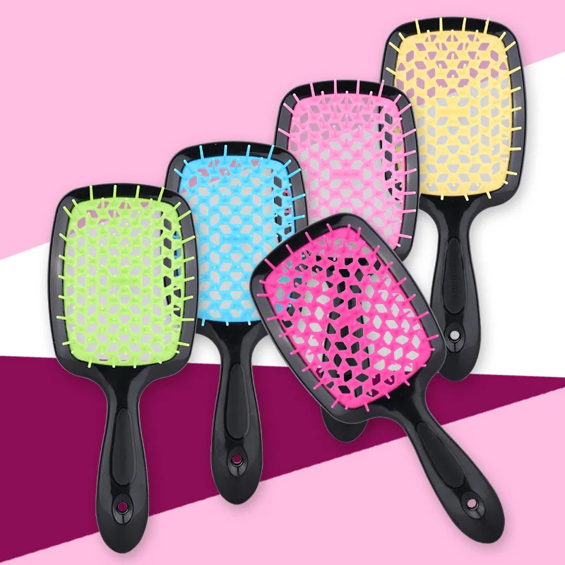 Custom Logo Abs Paddle Hollowing Out Vent Brush Curly Wet Thick Hair