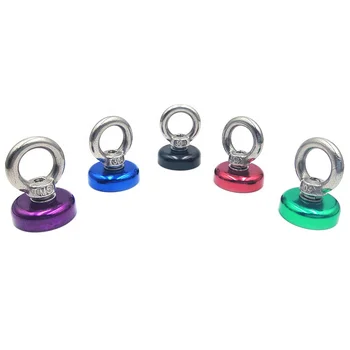 WIT colorful low price ndfeb flat pot magnet hook magnet white powder coated with plastic