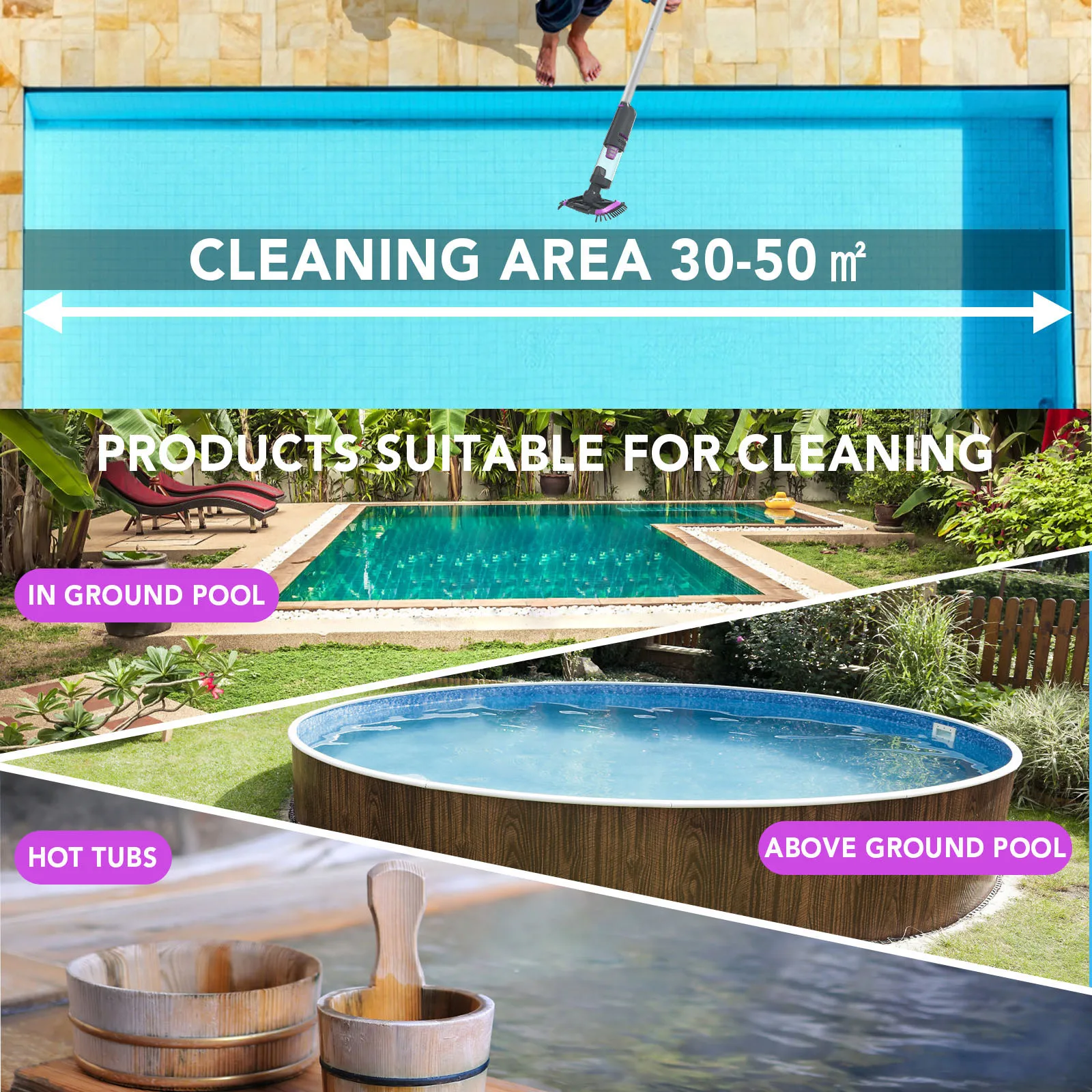 Bn80 Pro Manual Electric Underwater Small Handheld Swimming Pool Vacuum