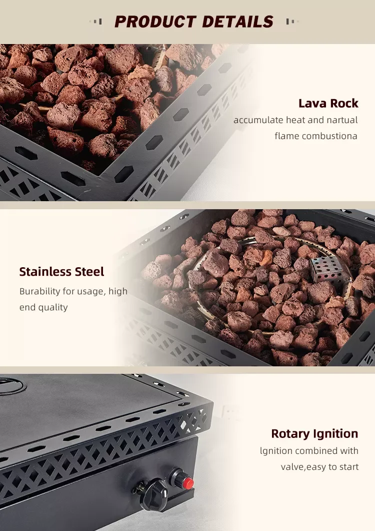 Professional China Manufacturer Vertical Square Patio Garden Outdoor Gas Fire Pit