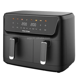 AOJA 10L 11L 12L 2800W Viewable Window High Quality Kitchen Black Twins  Dual Basket No Oil Digital Touch air Fryer for Home