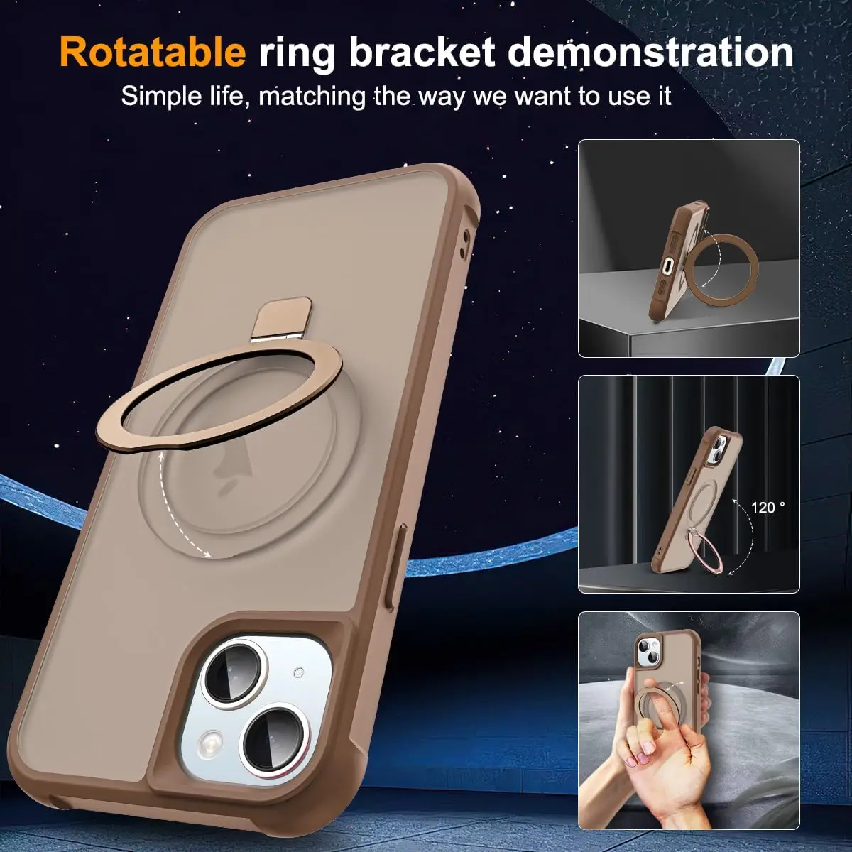 product magnetic ring stand case for iphone 15  15 pro translucent shockproof cover with mag compatible grip-8