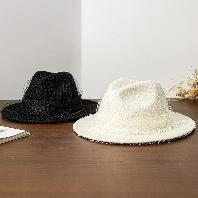 Ready to Ship Fashion Women New 100% Wool Felt Fedora Hat Mesh