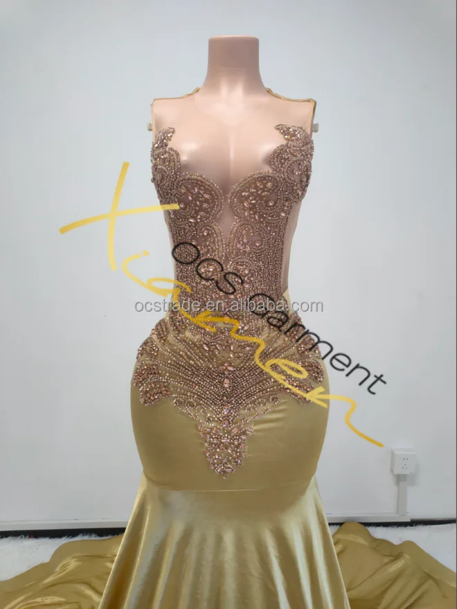 Ocstrade Sky Blue Ball Gown Prom Dresses Black Girls Evening Gowns Sexy Rhinestone Mermaid Wedding Dress Bridal Party Maxi Dress