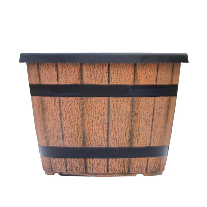 Multi Size 8 10 12 14 16 Inch Diameter Plastic Barrel Planter Pots Wholesale for Plants Flower Home Garden Decorative