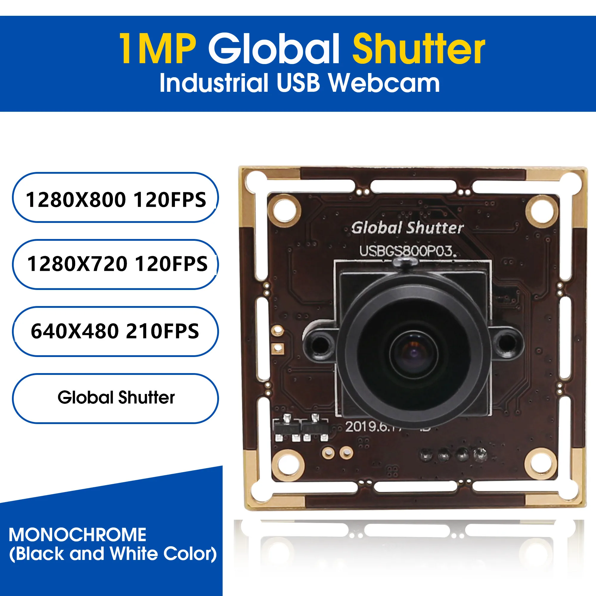 ELP 720P 120fpsモノクログローバルシャッターUSBカメラ