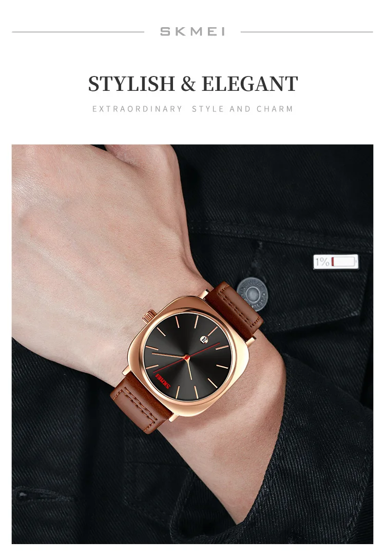 SKMEI-montre à Quartz étanche 3ATM en cuir PU, pour hommes, smartwatch japonais tendance, Style Simple, offre spéciale, collection 9266