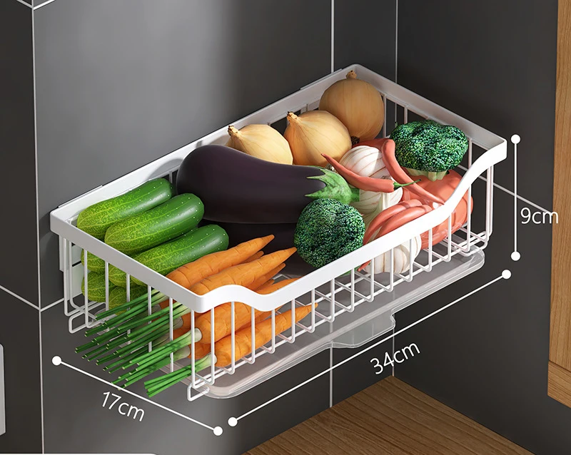 Single Layer Wall Mounted Metal Black Shelf Wire Kitchen Vegetable Storage Basket supplier