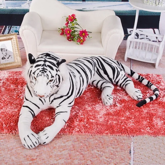 Giant Plush White Tiger - Realistic Soft Stuffed Animal Toy for