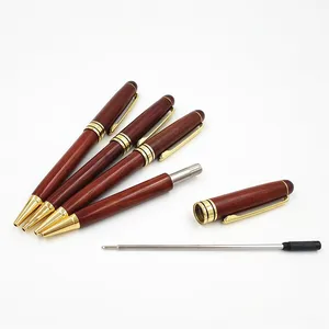 Luxury Promotion Rose Wood Ball Pen with Custom Logo Office Supplies Premium Gift Red Twist Wood Pen for Christmas