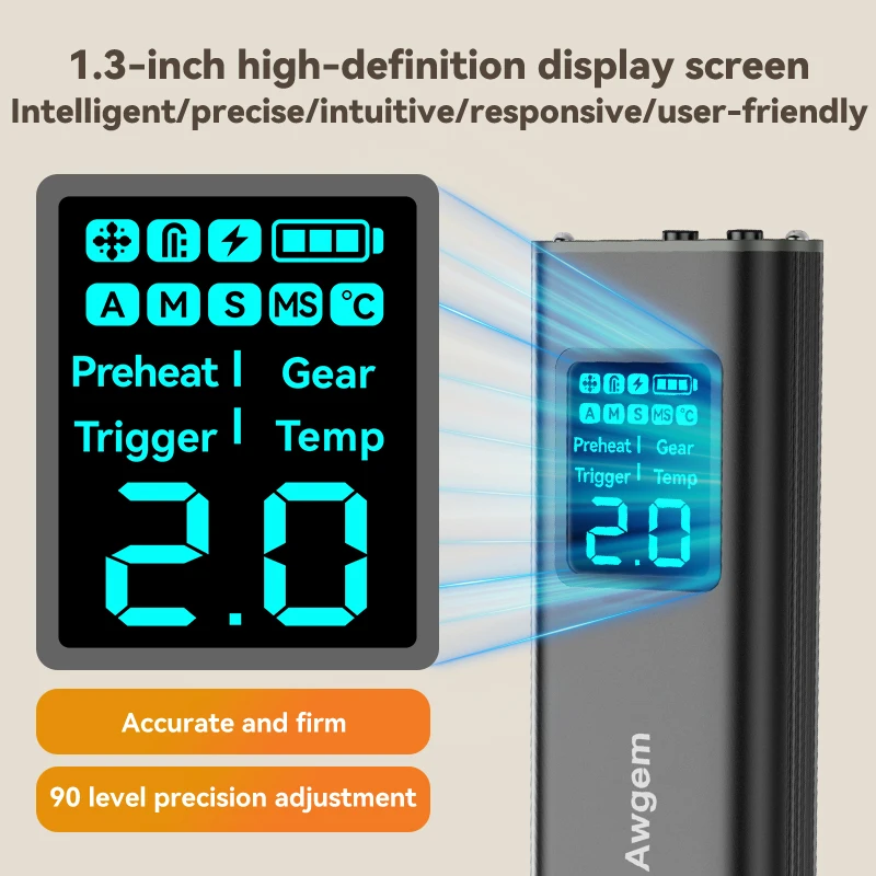 AWithZ Battery Spot Welder – Integrated Pen Design, 1.5" OLED Display, 90 Adjustable Power Levels, Auto/Manual Dual Pulse Modes, For 18650 & Lithium Battery Packs