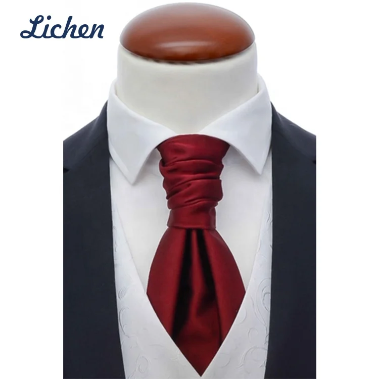Funny Solid Color Polyester Men Custom Logo Ascot Cravat for Sale