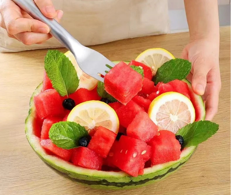2-in-1 Watermelon Fork Slicer - Stainless Steel Fruit Tool